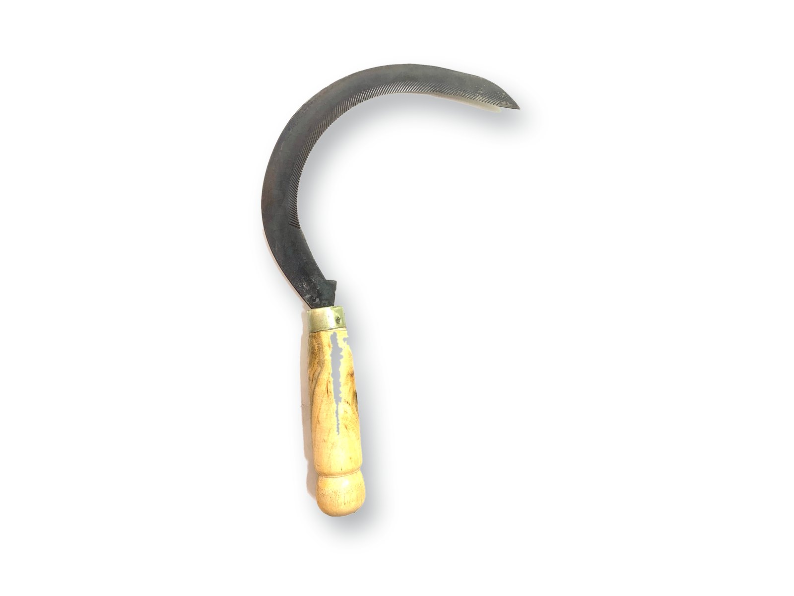 Forged sickle with wooden handle